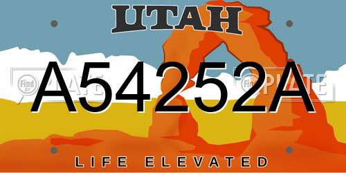A54252A Utah License Plate