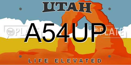 A54UP Utah License Plate