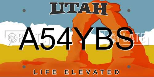 A54YBS Utah License Plate