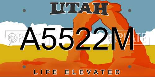 A5522M Utah License Plate