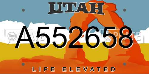 A552658 Utah License Plate