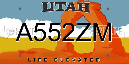 A552ZM Utah License Plate