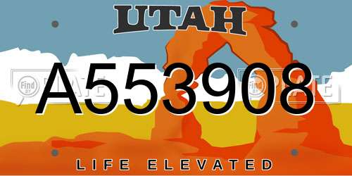 A553908 Utah License Plate