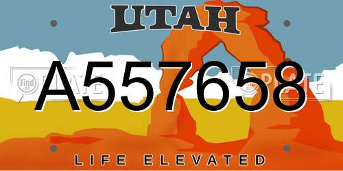 A557658 Utah License Plate