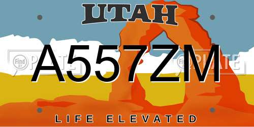 A557ZM Utah License Plate