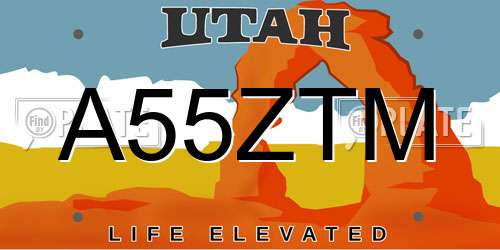 A55ZTM Utah License Plate