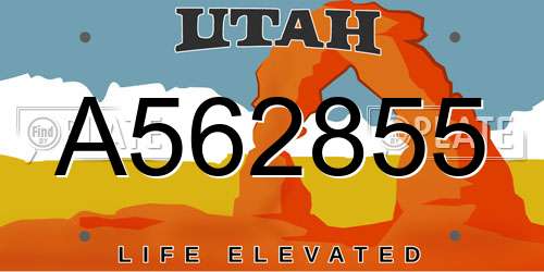 A562855 Utah License Plate