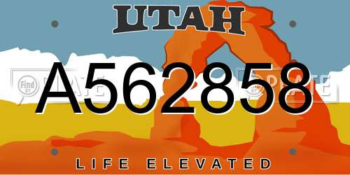 A562858 Utah License Plate