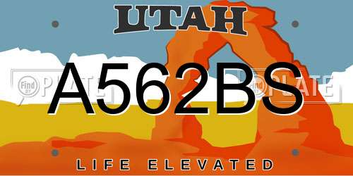 A562BS Utah License Plate