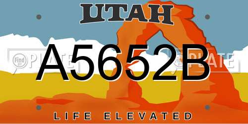 A5652B Utah License Plate