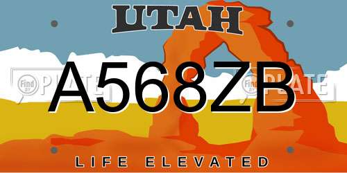 A568ZB Utah License Plate