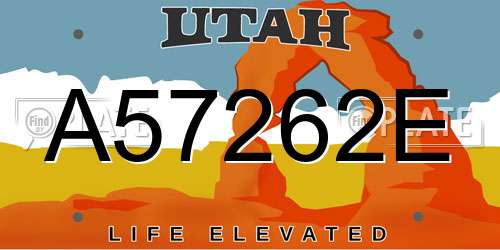A57262E Utah License Plate
