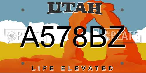 A578BZ Utah License Plate