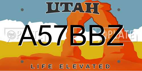 A57BBZ Utah License Plate