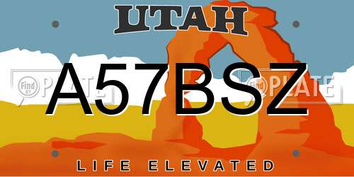 A57BSZ Utah License Plate
