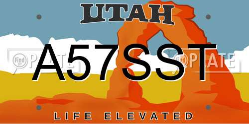 A57SST Utah License Plate