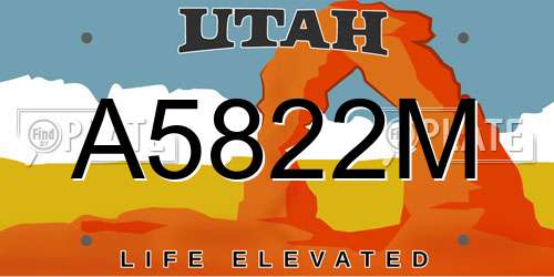 A5822M Utah License Plate