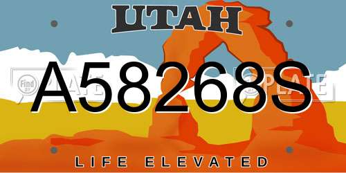 A58268S Utah License Plate