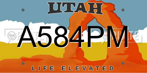 A584PM Utah License Plate