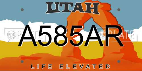 A585AR Utah License Plate