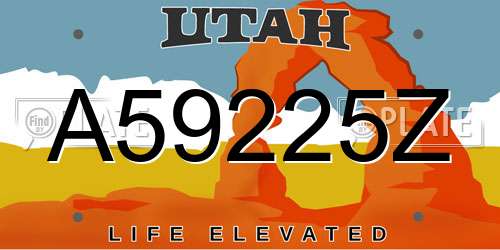 A59225Z Utah License Plate