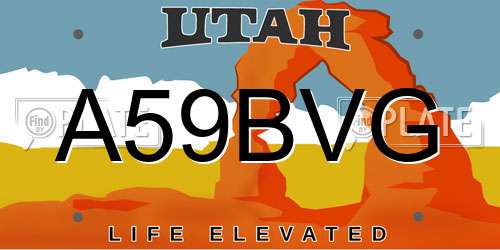 A59BVG Utah License Plate