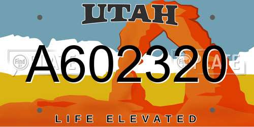 A602320 Utah License Plate