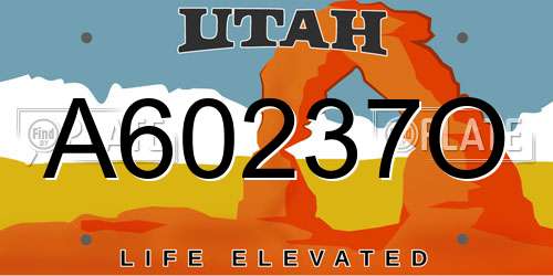A60237O Utah License Plate
