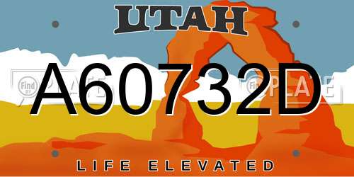 A60732D Utah License Plate