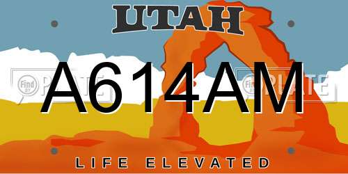 A614AM Utah License Plate