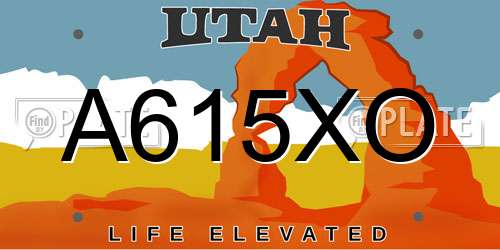 A615XO Utah License Plate