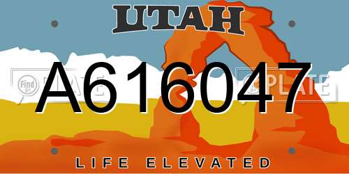 A616047 Utah License Plate