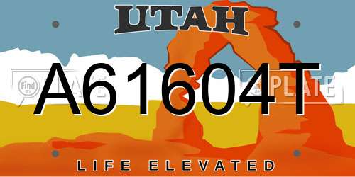 A61604T Utah License Plate