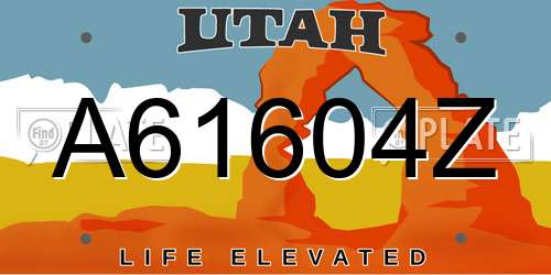 A61604Z Utah License Plate