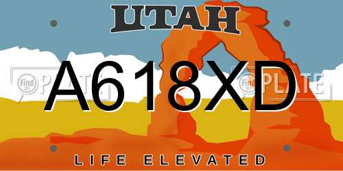 A618XD Utah License Plate