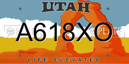 A618XO Utah License Plate