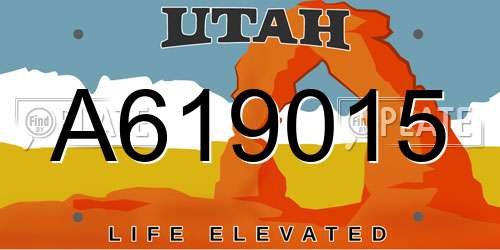 A619015 Utah License Plate