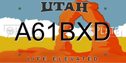 A61BXD Utah License Plate