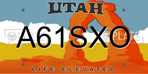 A61SXO Utah License Plate