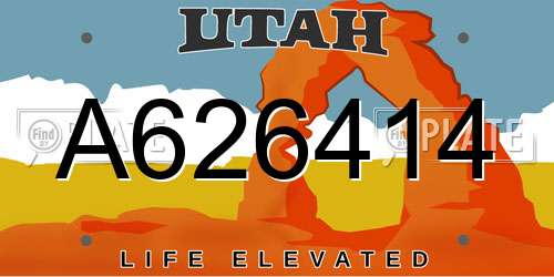 A626414 Utah License Plate