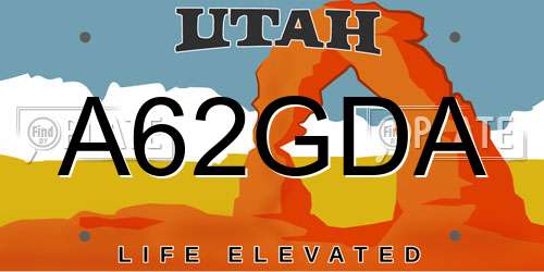 A62GDA Utah License Plate