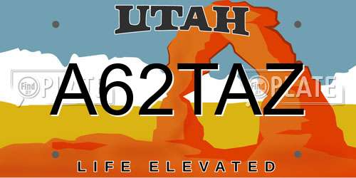 A62TAZ Utah License Plate
