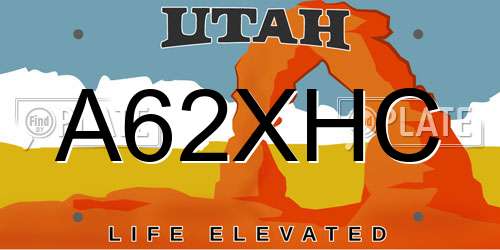 A62XHC Utah License Plate