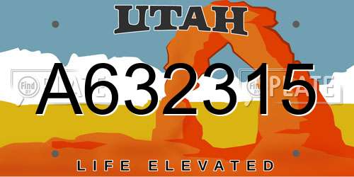 A632315 Utah License Plate