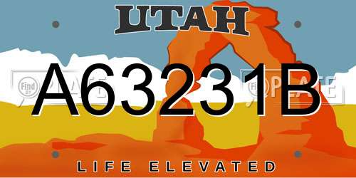 A63231B Utah License Plate