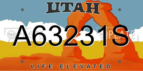 A63231S Utah License Plate