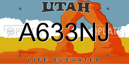 A633NJ Utah License Plate