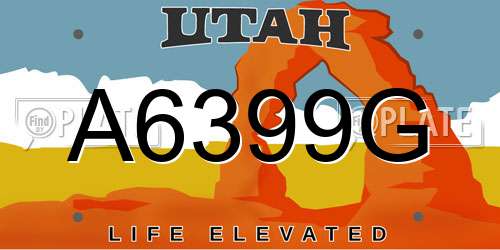 A6399G Utah License Plate