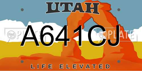 A641CJ Utah License Plate