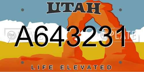 A643231 Utah License Plate
